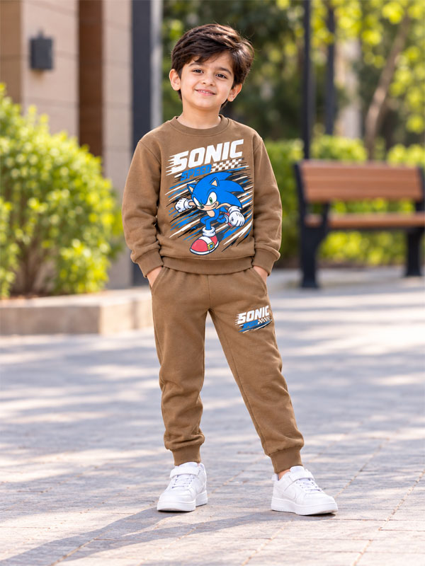 Boys Sonic Speed Brown Sweatshirt & Trouser Tracksuit Set