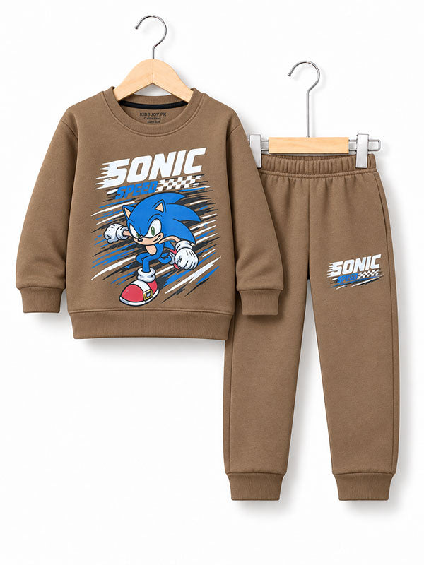 Boys Sonic Speed Brown Sweatshirt & Trouser Tracksuit Set
