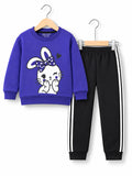 Girls  Bunny Sweatshirt & Black Striped Trouser Set