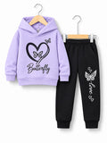 Girls Butterfly Lilac and Black Tracksuit Set