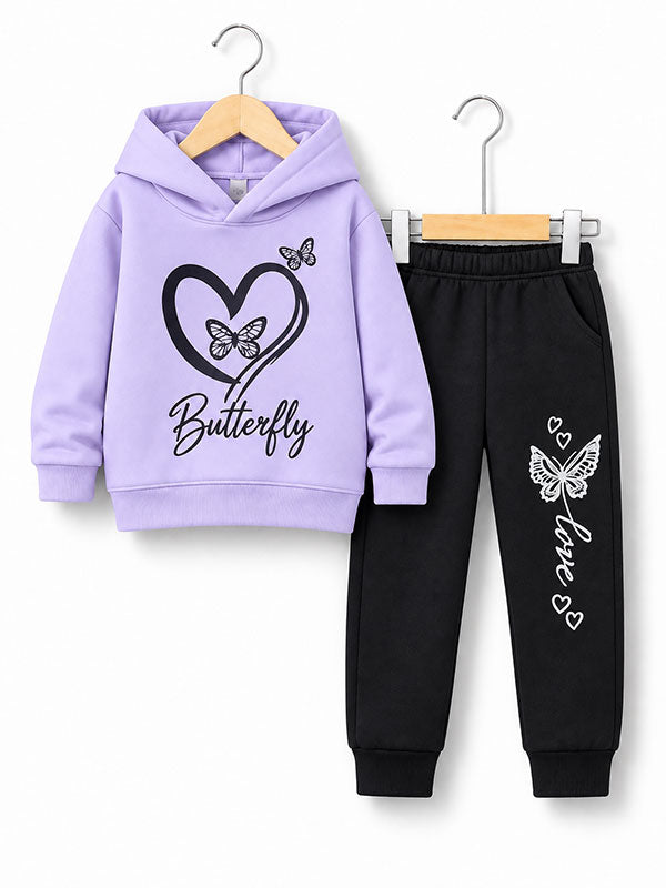 Girls Butterfly Lilac and Black Tracksuit Set