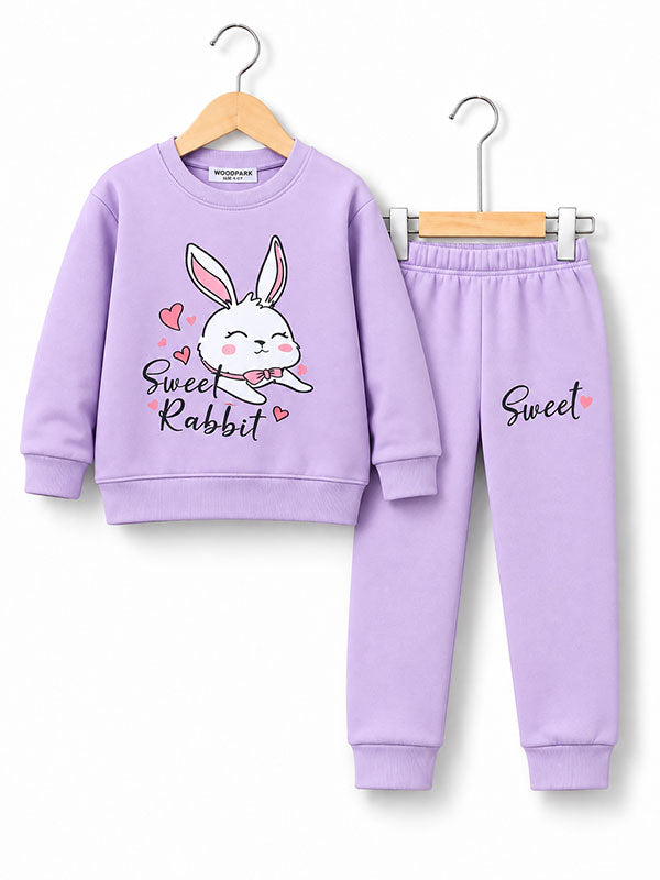 Girls Sweet Rabbit Lilac Tracksuit Set