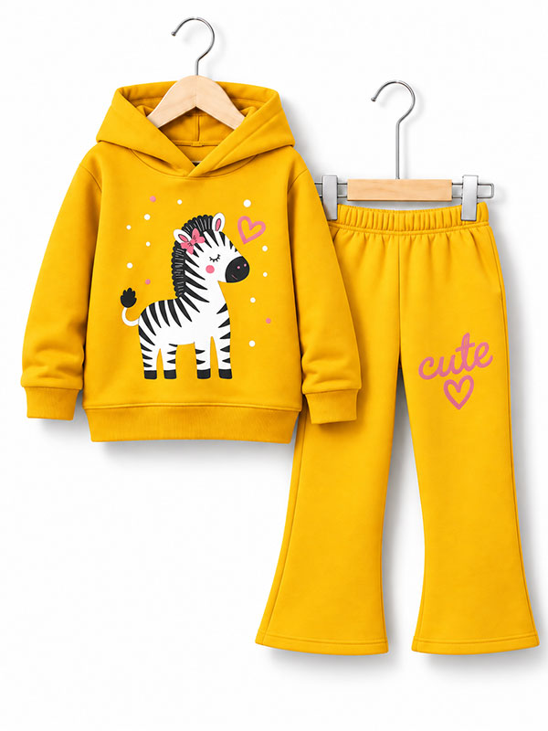 Girls Zebra Yellow Tracksuit Set